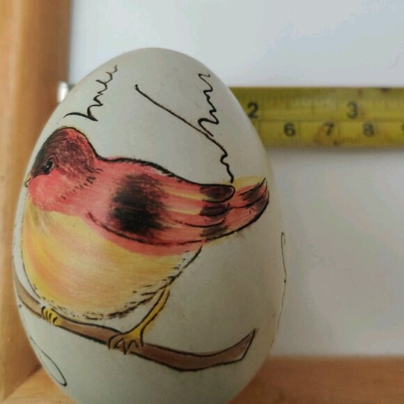 6 Ceramic Painted Bird Egg in Nest Artisan Farmhouse Decor 3.5" For Craft DIY - Picture 13 of 16